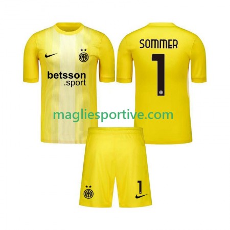 Completo Calcio Inter Milan Yann Sommer 1 Portiere Bambino Divisa Trasferta 2025-2026